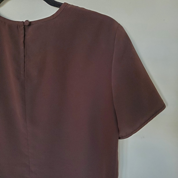 Vtg Liz Claiborne Brown Short Sleeve Round Neck Blouse Size 6 - Picture 8 of 16